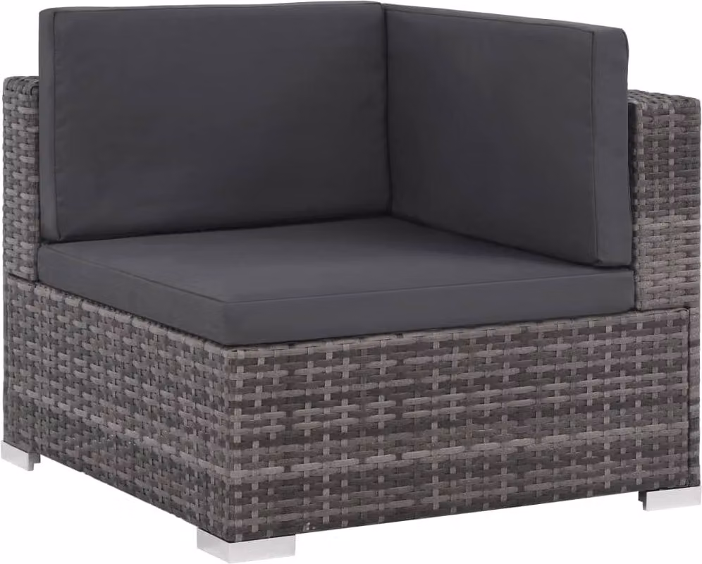Set Divani da Giardino 6 pz con Cuscini in Polyrattan Grigio