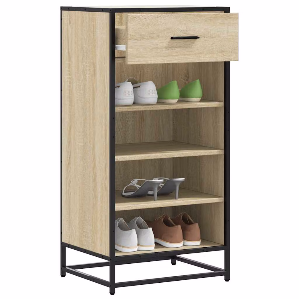 Scarpiera moderna vidaXL in legno marrone con ante a cerniera e ripiani, L/P/H: 48 x 38 x 97,5 cm