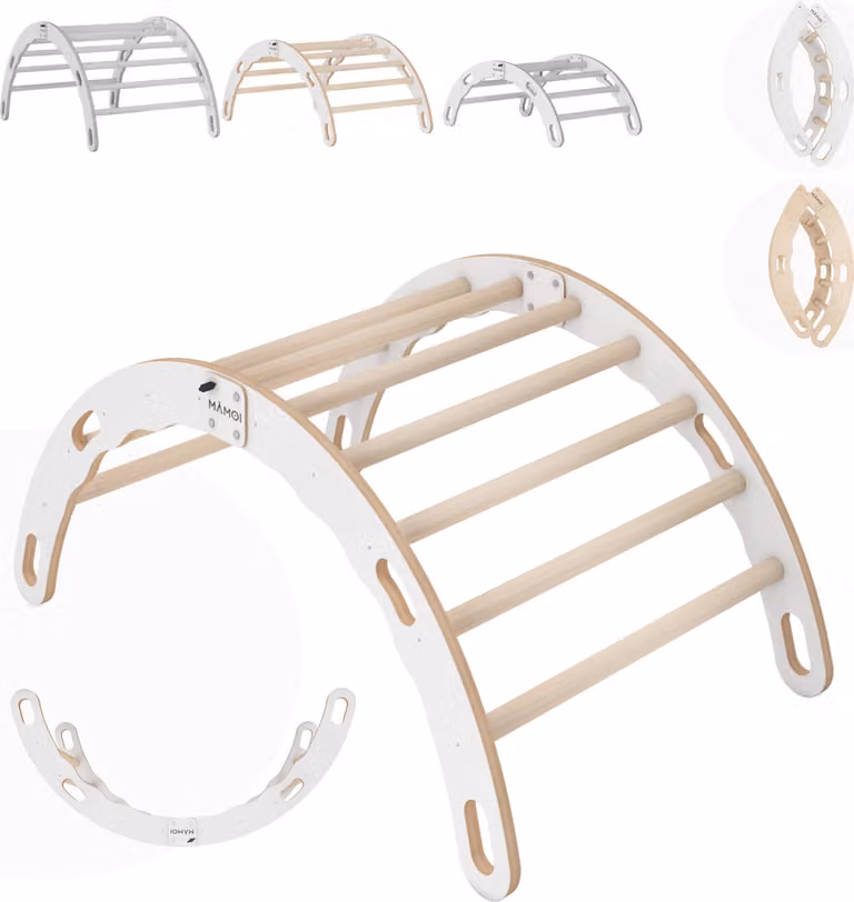 Arco di arrampicata MAMOI®, triangolo di arrampicata, arrampicata per bambini, dondolo arcobaleno in legno, arco in legno per bambini, struttura per arrampicata indoor da 1/2/3 anni