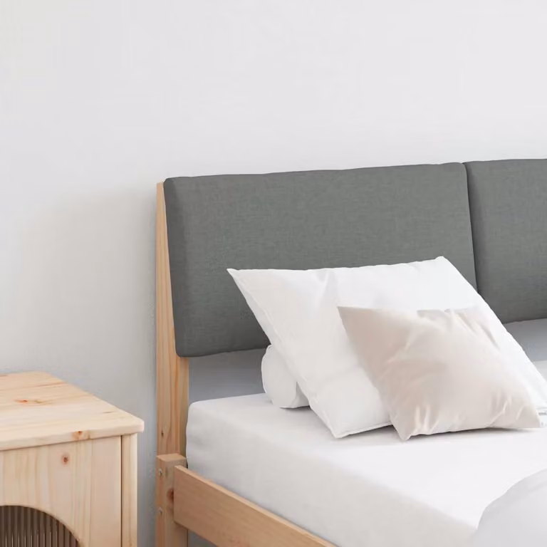 vidaXL Testiera imbottita moderna in pino massello e tessuto, Grigio scuro, L: 120 cm
