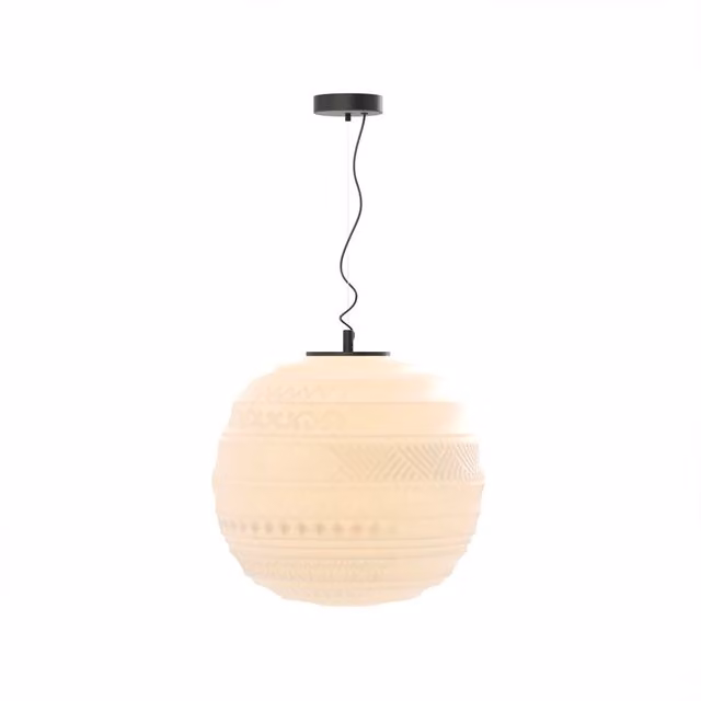 Lampada a sospensione Karman Braille in vetro bianco e metallo con lampadina E27 sostituibile
