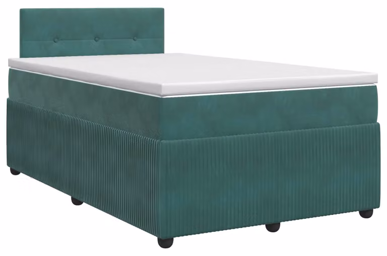Letto a molle con materasso verde scuro 120 x 190 cm in velluto