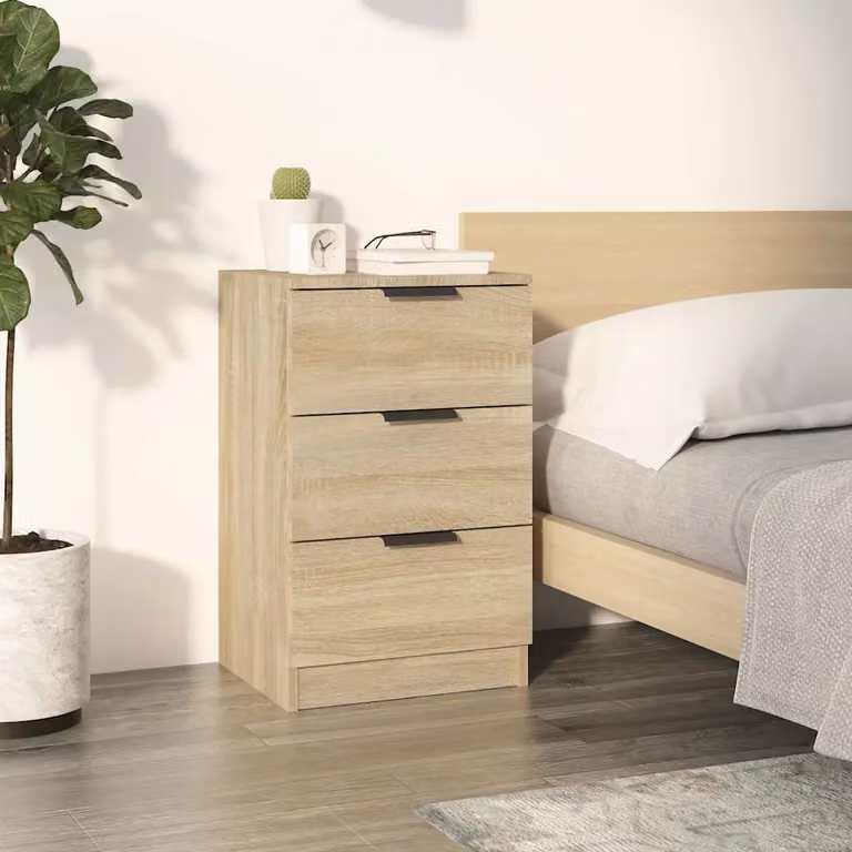 Comodino moderno vidaXL in legno Rovere Sonoma, sospeso a parete, L: 40 cm, P: 36 cm, H: 65 cm