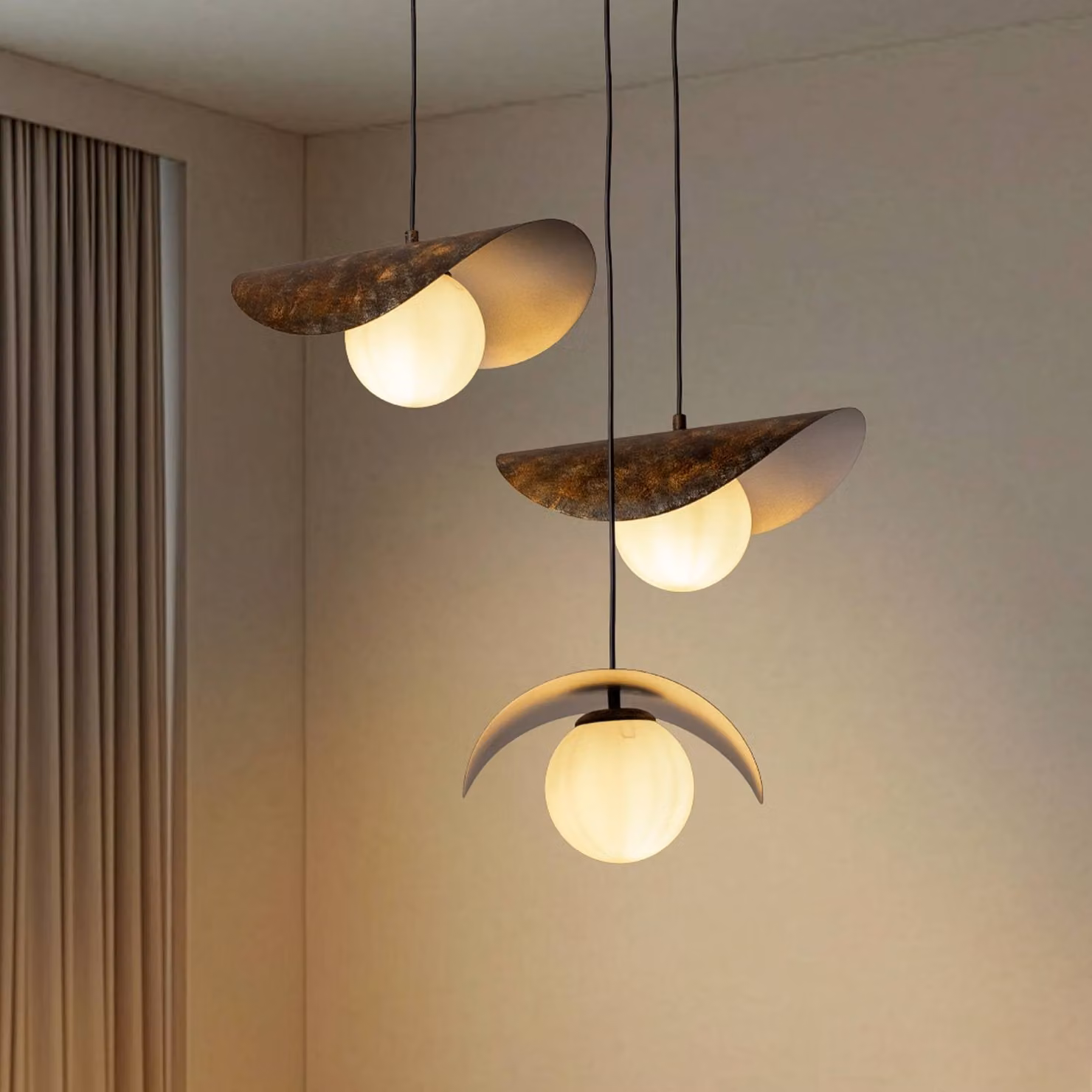 Lampada a sospensione Vatoz Opviq, dimmerabile, Nero, Soggiorno / Sala da pranzo, Metallo, Lampada a sospensione