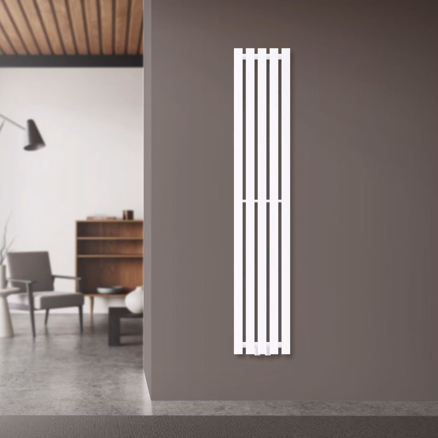 Radiatore a pannello LuxeBath, monostrato, 260x1400 mm, bianco, con attacco centrale, senza elemento riscaldante