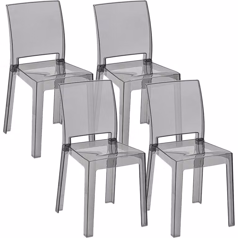 Sedia in plastica - Sedia trasparente - Sedia a forma di conca - Sgabello - Sedia da pranzo - Schienale ergonomico curvo