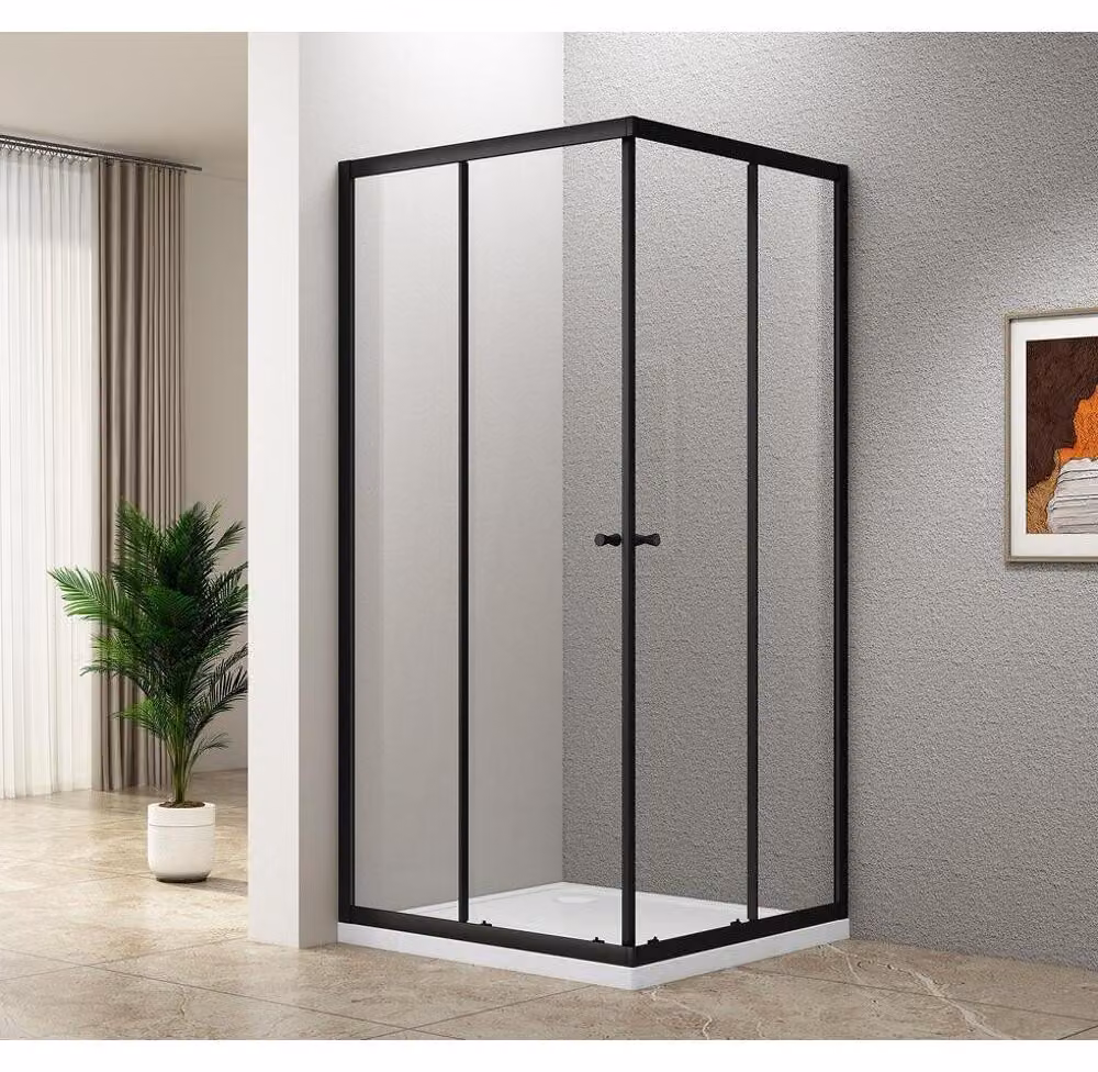 AGGA BLACK Cabina doccia quadrata 900x900mm, vetro trasparente