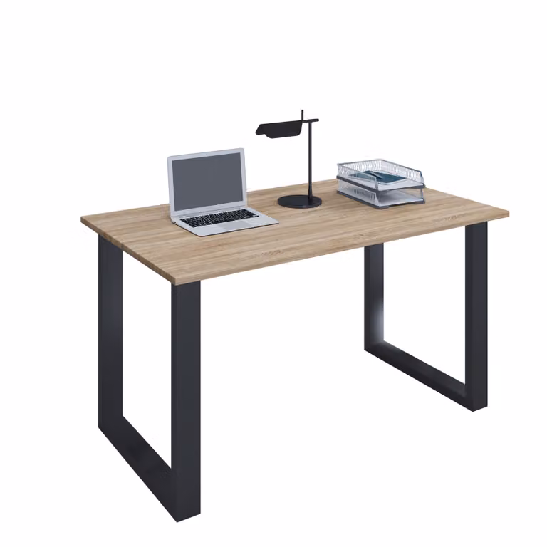 Scrivania in legno | H. 76 x W. 110 x T. 80 cm | Tavolo per computer semplice | piedini in metallo di alta qualità | Tavolo da lavoro | Mobili da ufficio - Lona U