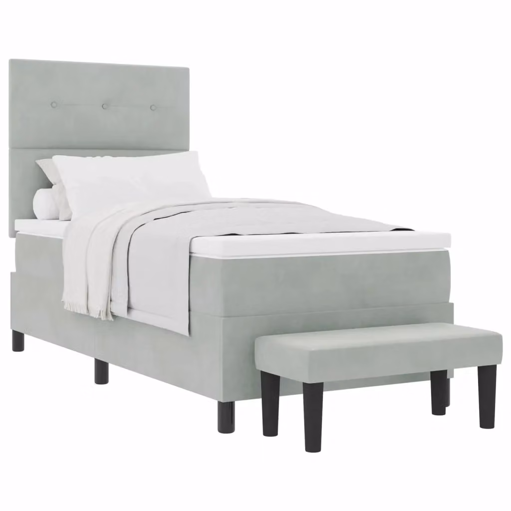 Letto a molle con testiera vidaXL in velluto grigio, L: 200 cm, P: 100 cm, H: 128 cm – 2