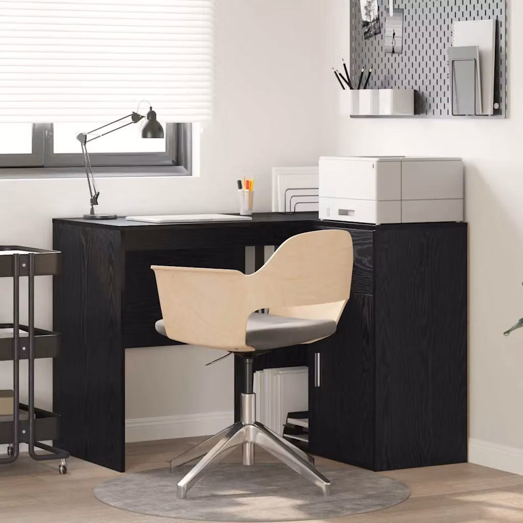 Scrivania ad angolo moderna vidaXL con cassetto in nero, L 102 x P 88 x H 75 cm