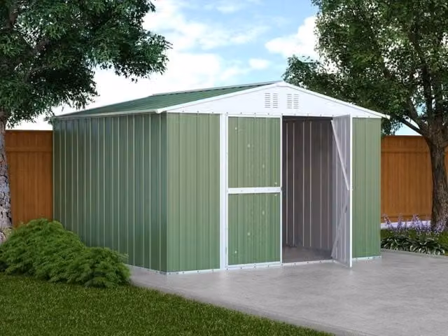 Box lamiera giardino casetta attrezzi in Acciaio Zincato 327x307cm x h2.15m - 145KG - 10,04mq - VERDE