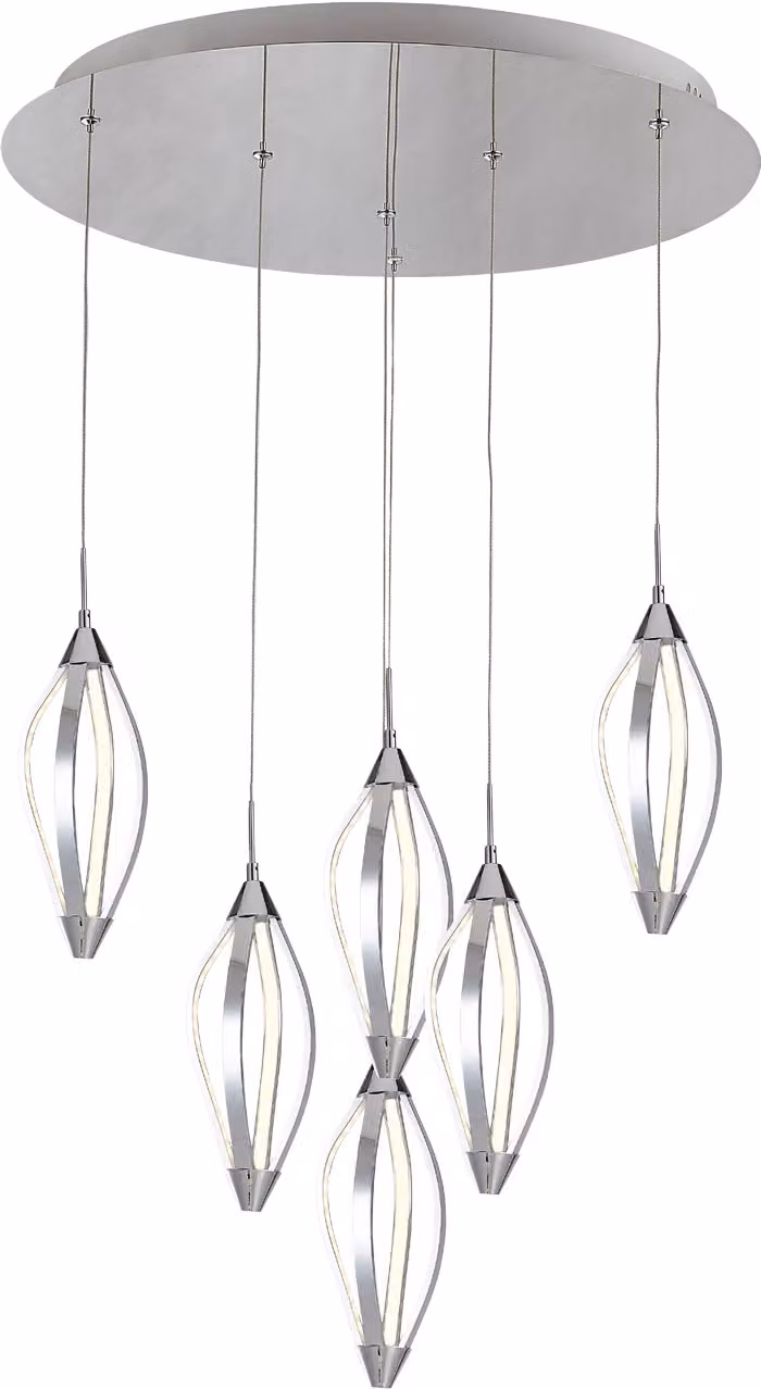 Lampada a sospensione LED SAKURA 6x13.2W, 3000K, cromo/bianco, Ø: 55, H: 120 cm