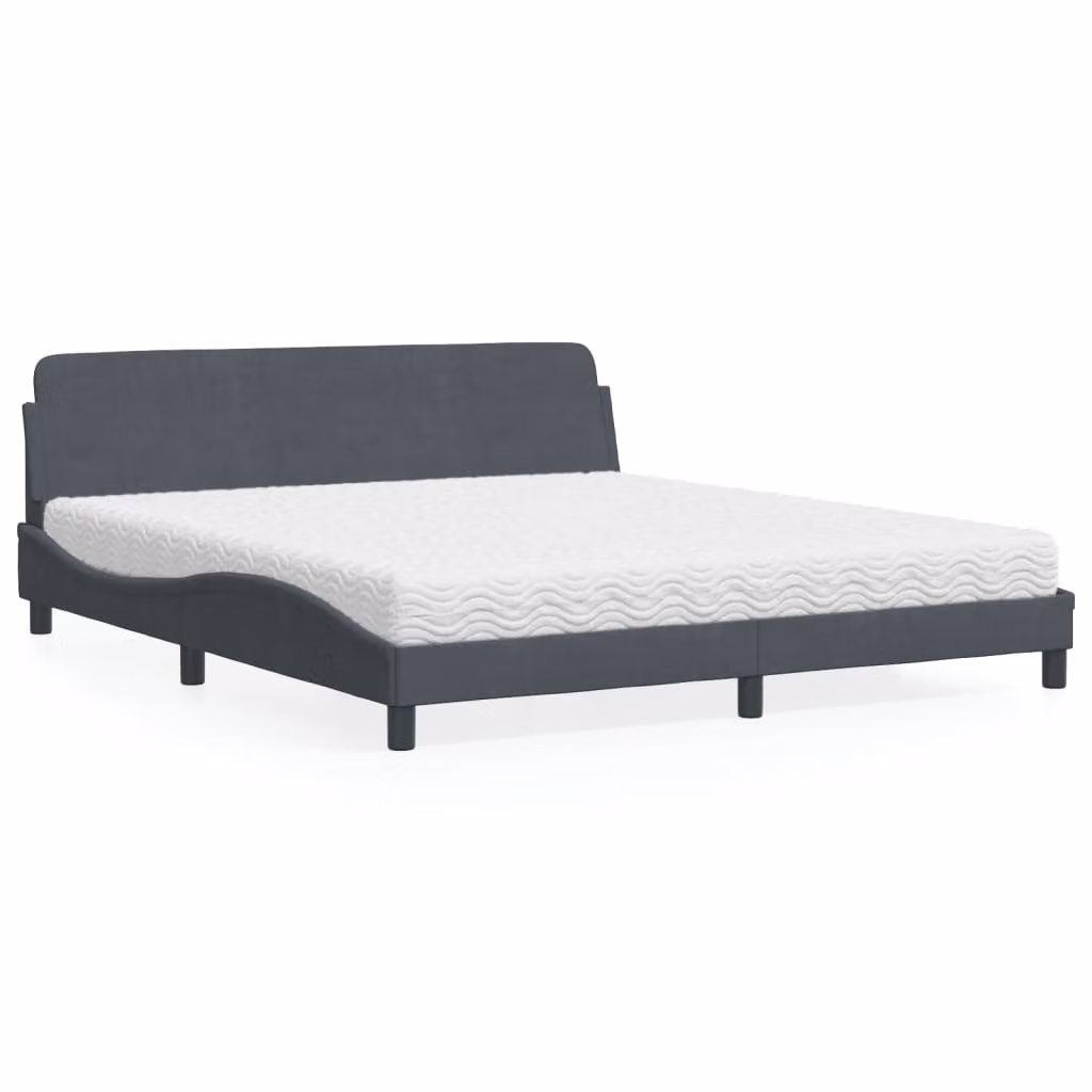 Letto con Materasso Dover vidaXL in Velluto Grigio Scuro L/P/H: 180 x 200 cm – 1