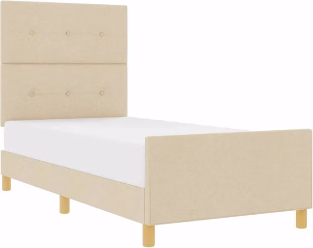 Letto singolo | Letto per adulti | Struttura del letto con testiera Crema 100 x 200 cm Tessuto