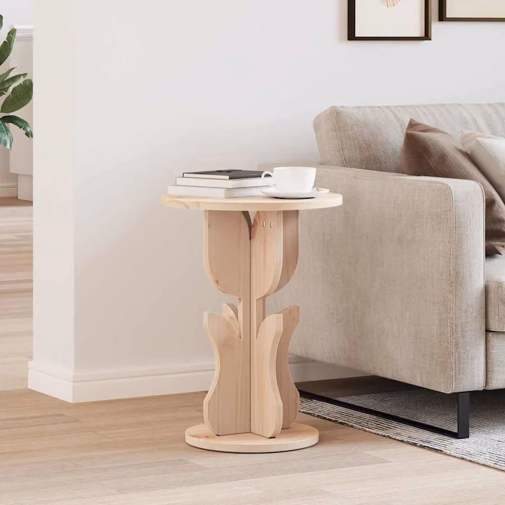 Tavolino da salotto rotondo vidaXL in legno di pino naturale stile rustico L/P/H: 39,5 x 39,5 x 53,5 cm