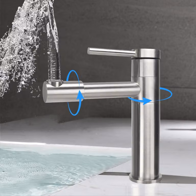 Omgoods - Rubinetto per lavabo in acciaio inossidabile, girevole a 720°