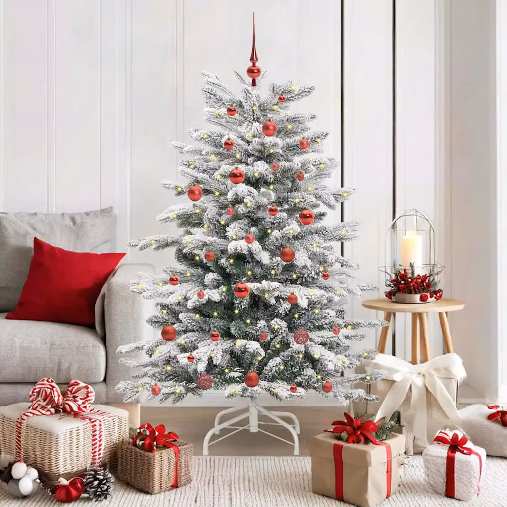 Albero di Natale artificiale moderno vidaXL bianco con luci LED bianco caldo e rami pieghevoli, Altezza: 150 cm