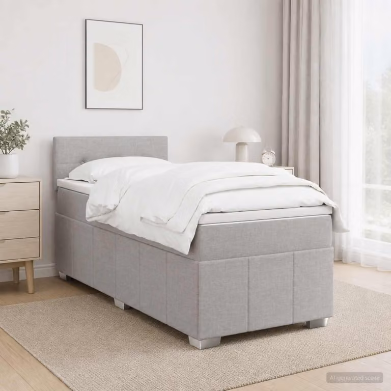 Maison Exclusive - Letto boxspring con materasso Grigio chiaro 90 x 200 cm Tessuto