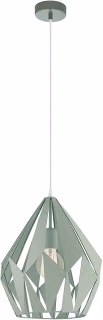 Lampadario a sospensione Eglo Carlton-P in metallo verde chiaro con 1 luce E27