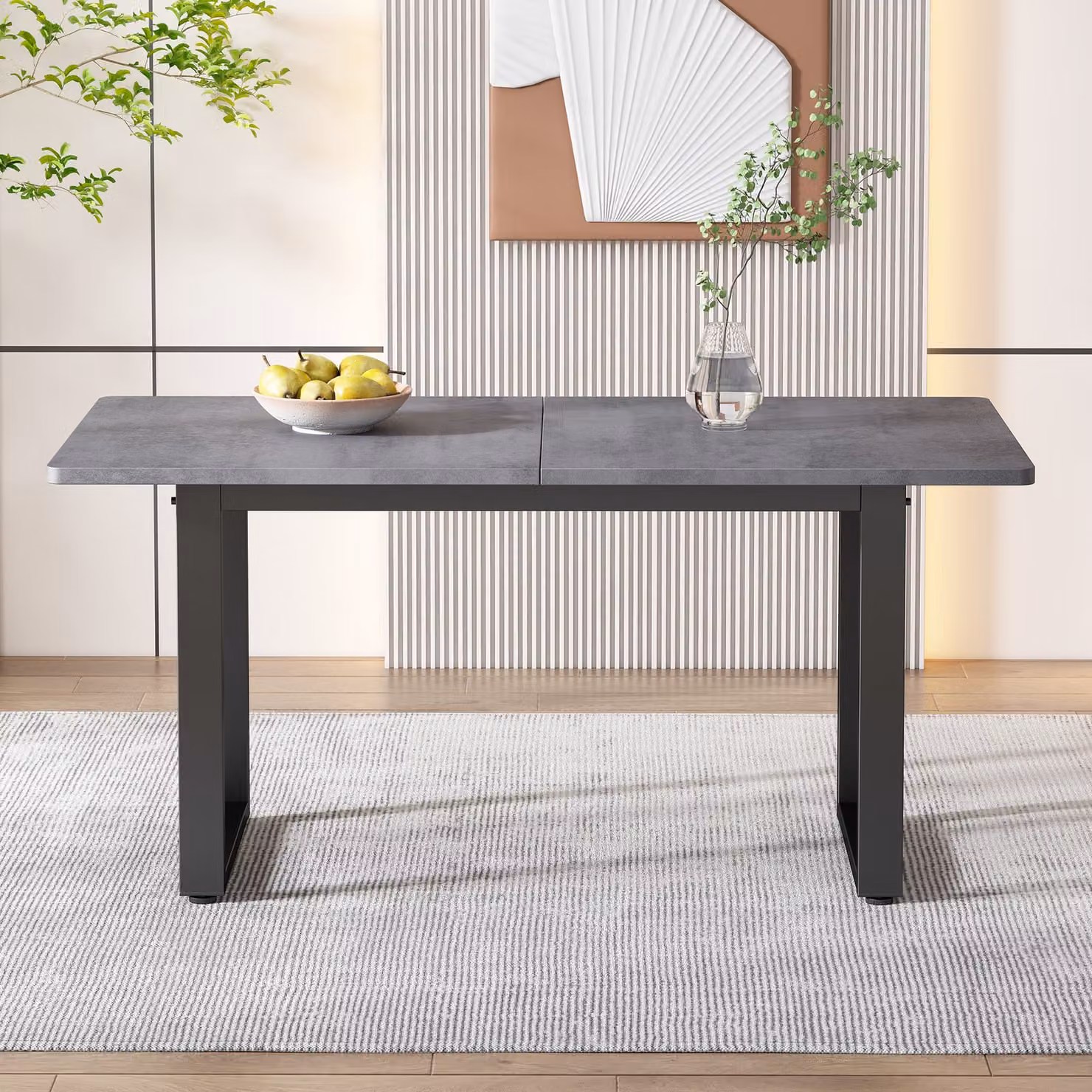 STILVORA Tavolo da pranzo in legno massiccio, tavolo da cucina rettangolare con gambe rinforzate e ampio piano di lavoro, grigio