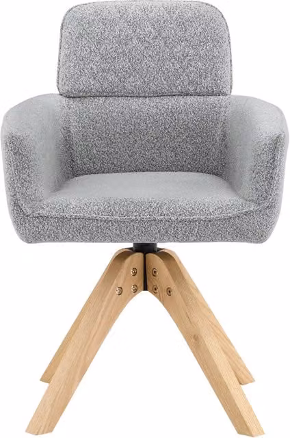 Set di 2 Sedie da Pranzo Girevoli in Tessuto Grigio con Gambe in Legno Massiccio