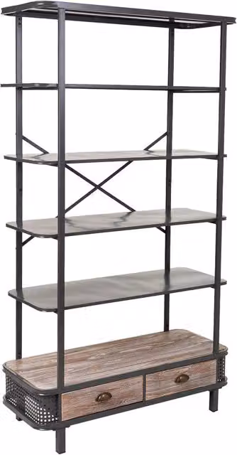 Scaffale in metallo grigio e legno 100x40x181h