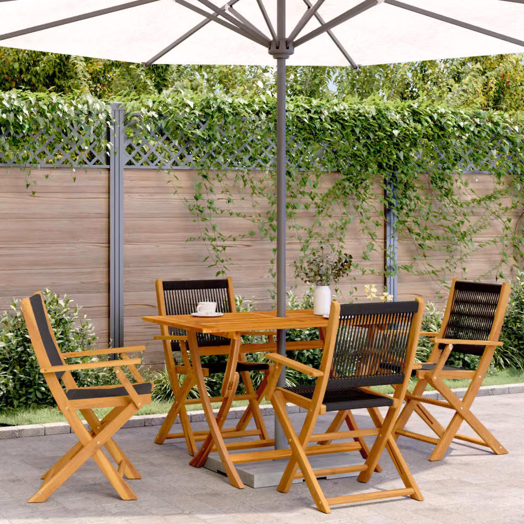 Set di 4 sedie pieghevoli vidaXL in legno di acacia nero con braccioli – 1