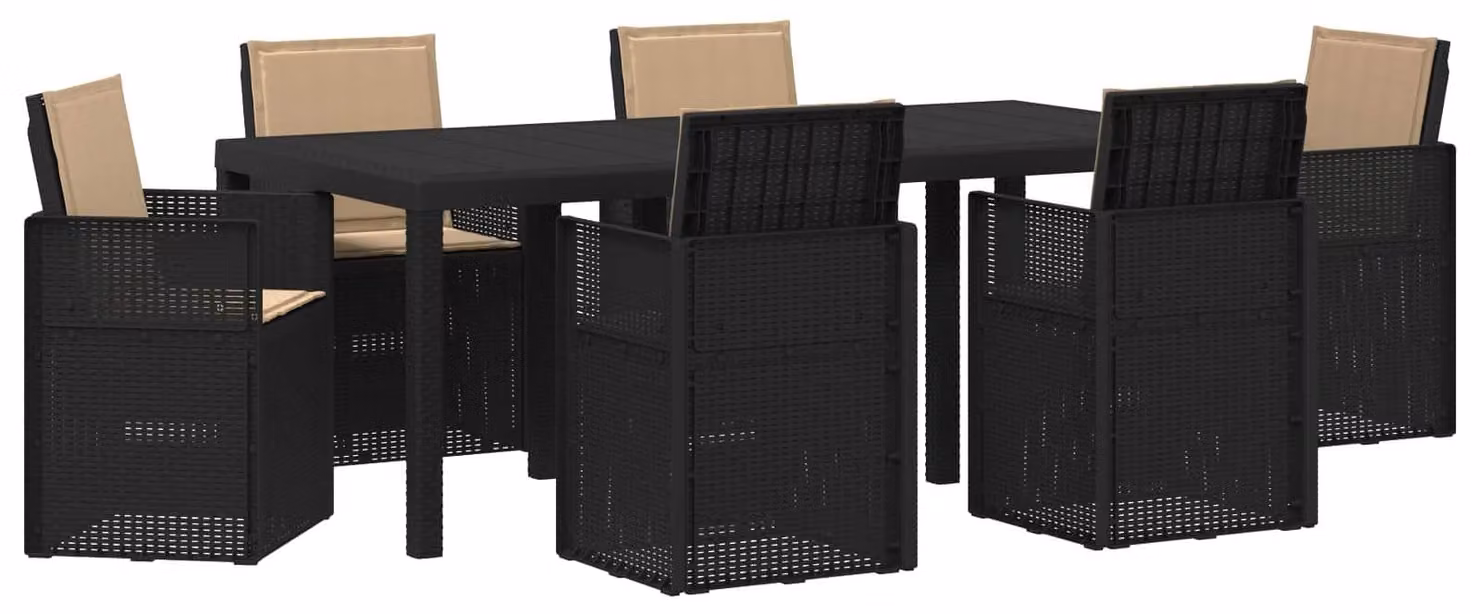 Set da Pranzo per Giardino 7 pcs Antracite e Tortora PP