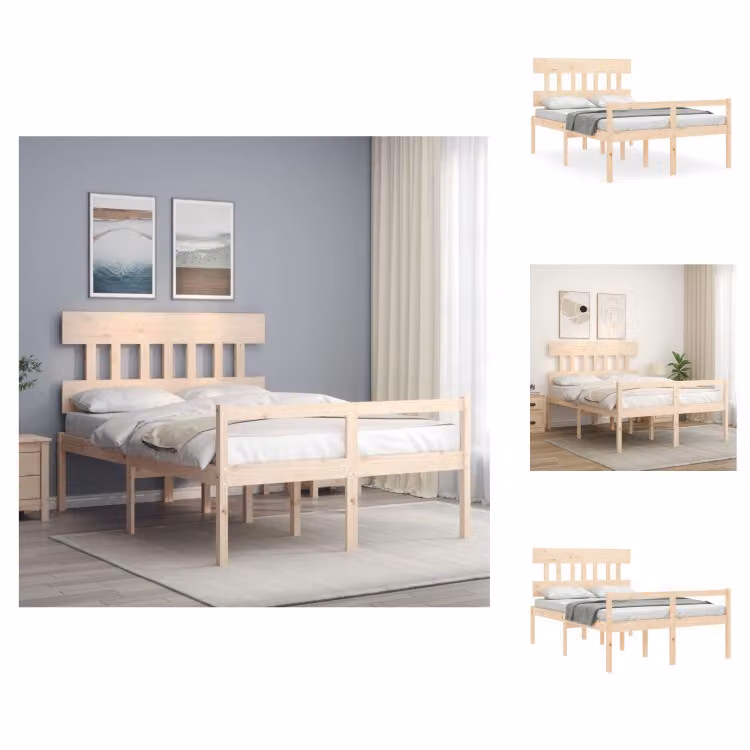 vidaXL Letto in legno massiccio con testiera 120x200 cm - Letti e strutture letto