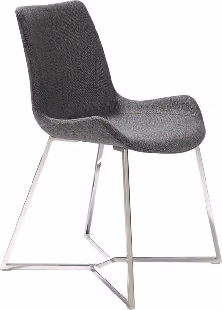 Sedia moderna Angel Cerdá in tessuto grigio con struttura in metallo opaco