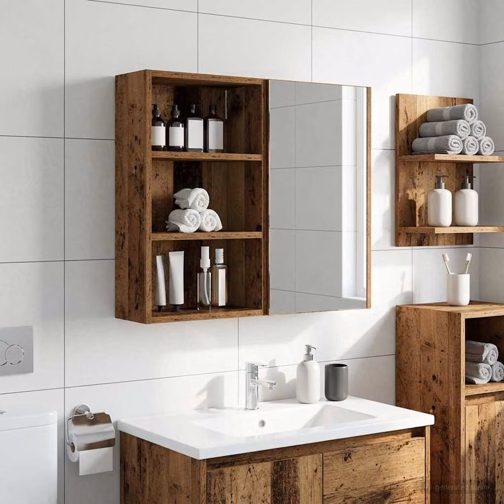 Armadio da bagno a muro vidaXL in legno effetto vintage marrone L: 40 cm, P: 16 cm, H: 62,5 cm