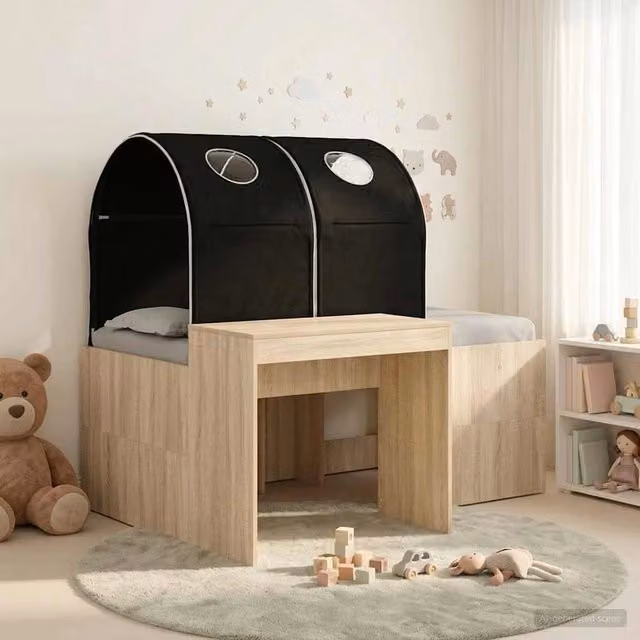 Letto con Tunnel 3 pz Rovere Sonoma e Nero Legno ingegnerizzato 3423520