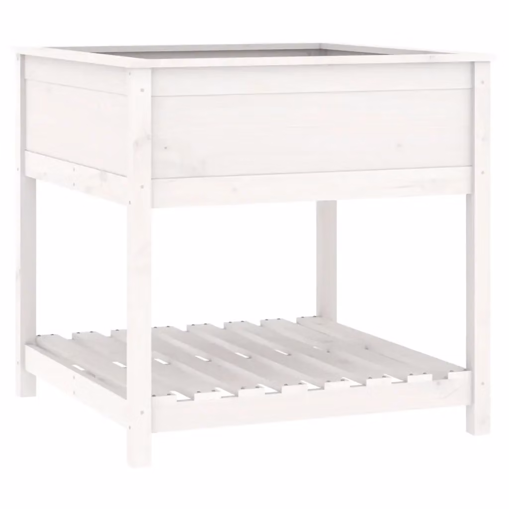 Fioriera con mensola Design Mania in legno massello di pino bianca L: 82,5 cm, P: 82,5 cm, H: 81 cm – 2