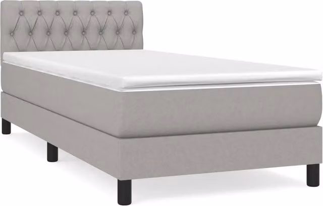 Letto singolo | Letto per adulti | Giroletto a Molle con Materasso Grigio Chiaro 90x200 cm Tessuto