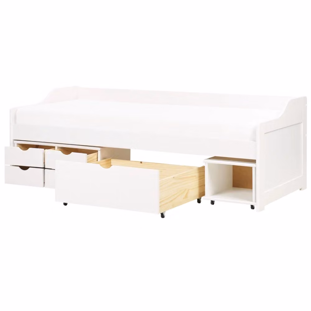 Letto singolo per bambini Beliani in legno di pino bianco con cassetti L/P/H: 206 x 90 x 96 cm – 2
