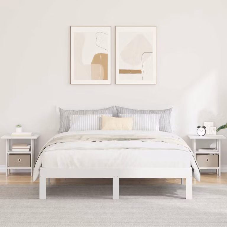 Set di 2 comodini vidaXL bianchi in legno MDF per camera da letto o soggiorno, L 41 cm x P 40 cm x H 45 cm
