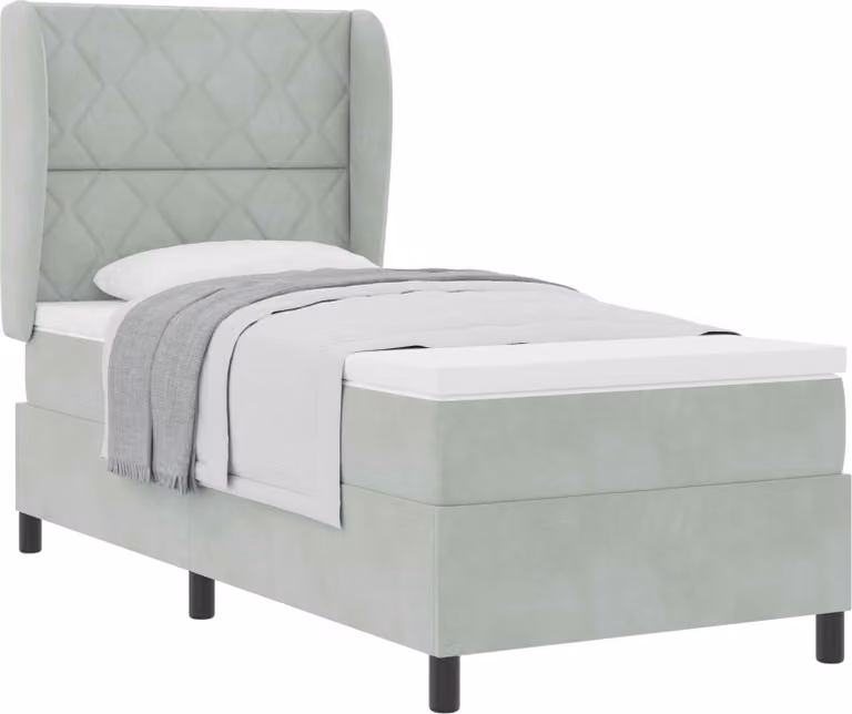 Letto boxspring con materasso Grigio chiaro 200 x 100 cm Poliestere