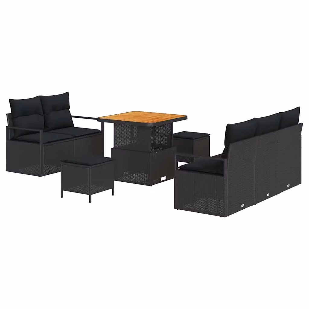 Set Divano da Giardino vidaXL 8 Pezzi con Cuscini e Contenitore Nero – 2