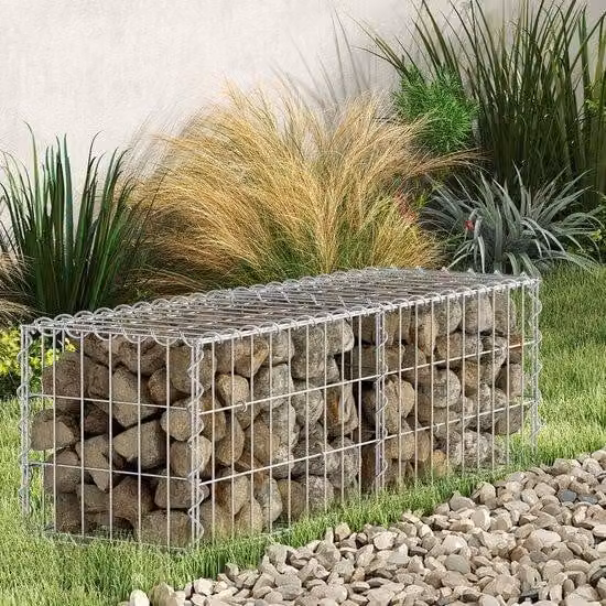 Set di gabbioni in acciaio zincato, dimensioni 100x30x30 cm, completo di 8 ganci di montaggio