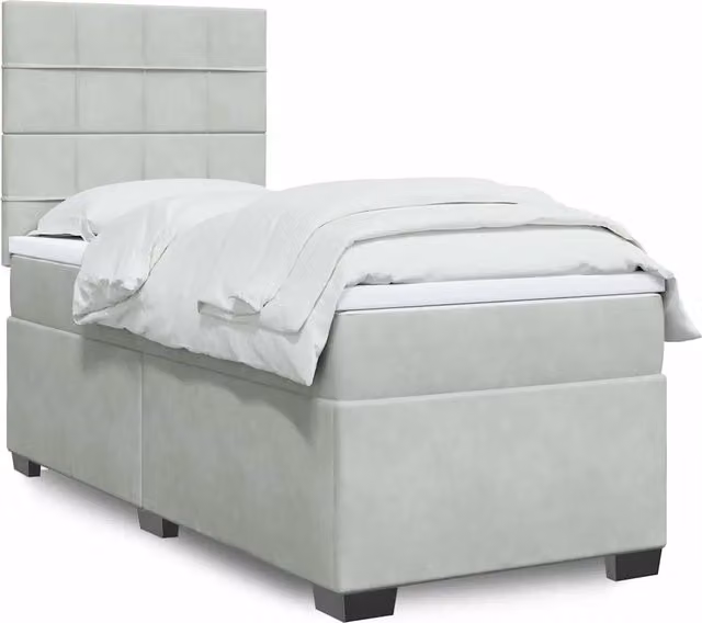 Letto Ibrido con Materasso in Velluto Grigio e Bianco vidaXL L/P: 80 x 200 cm