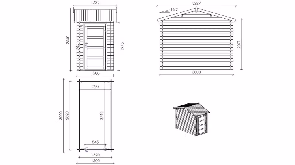 Casetta da giardino in legno ALTANKA DOM673 marrone con tetto a capanna e spessore 28mm L: 3 m x P: 1,5 m x H: 2,54 m – 2