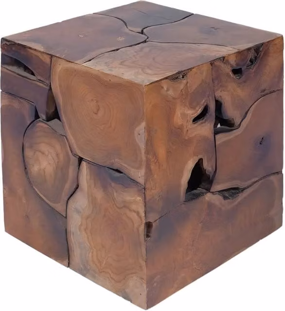 Sgabello in legno massello di teak marrone stile rustico L/P/H: 40 x 40 x 45 cm CFW4962186 – 1