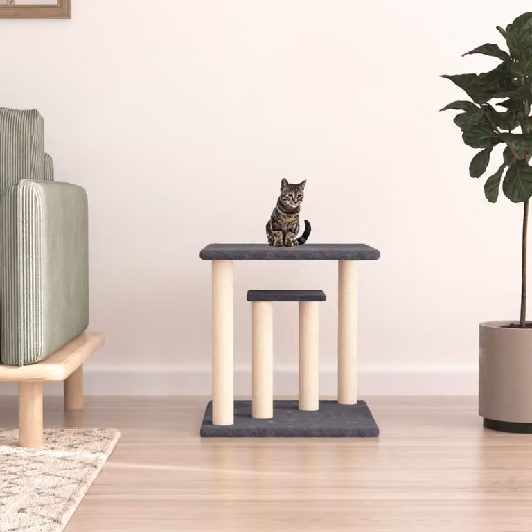 vidaXL Tiragraffi per Gatti con Piattaforme in Sisal e Legno, Grigio