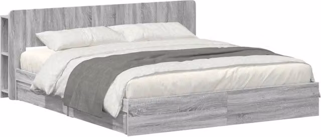 Letto matrimoniale | Letto per adulti | Telaio del letto con storage Sonoma grigio 180 x 200 cm