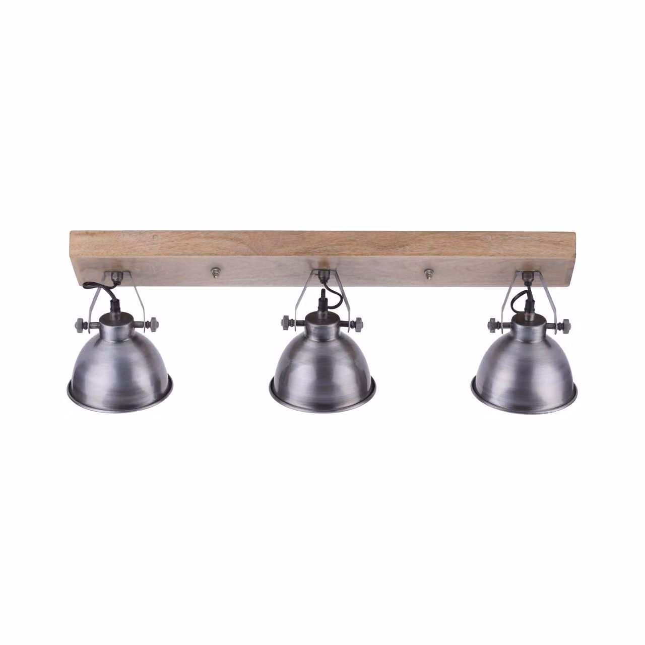Applique a soffitto, ferro, legno, spot orientabili, L 74 cm