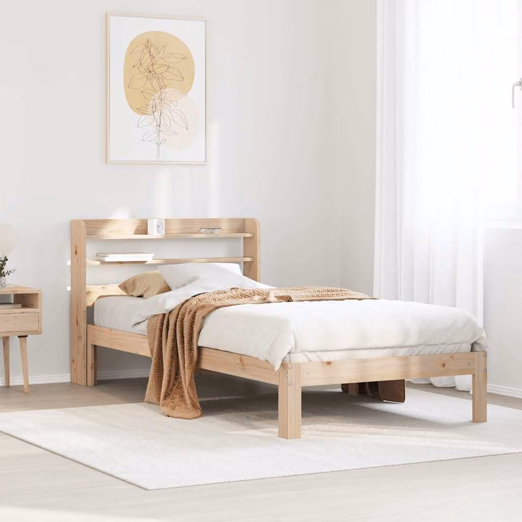 vidaXL Giroletto con Testiera in Legno Massello di Pino Rustico, L/P/H: 90 x 200 cm