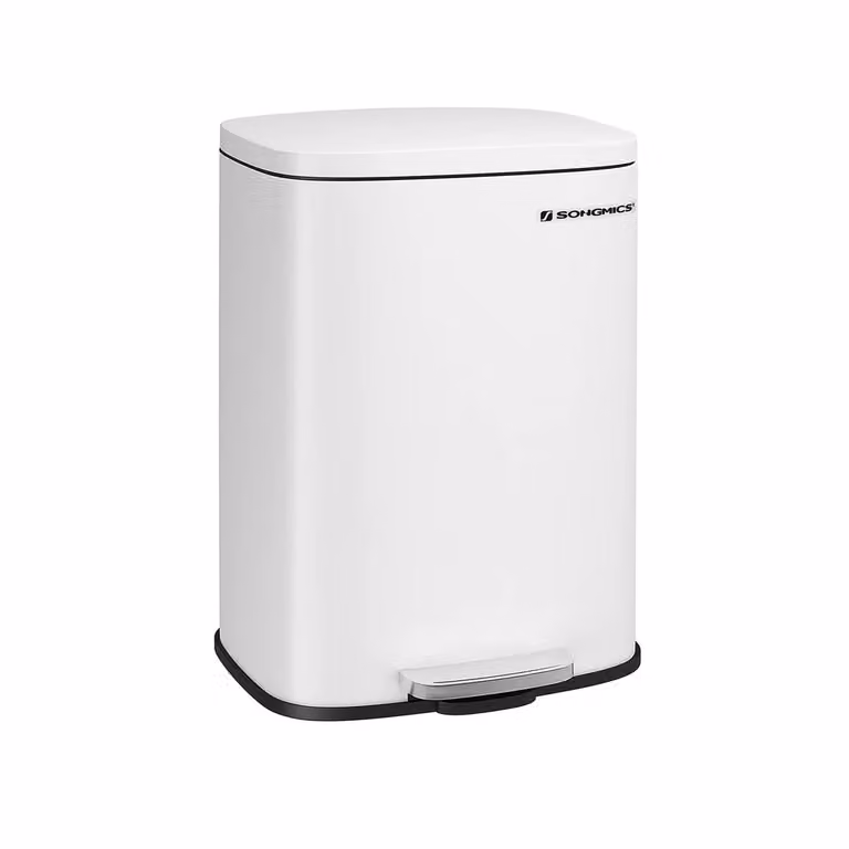Pattumiera da Cucina con Pedale con Coperchio, Bianco