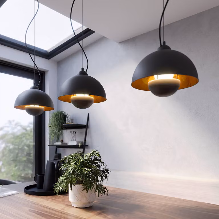 Lampada a sospensione Gretja Lindby, dimmerabile, Nero, Soggiorno / Sala da pranzo, Metallo, Moderno, Lampada a sospensione