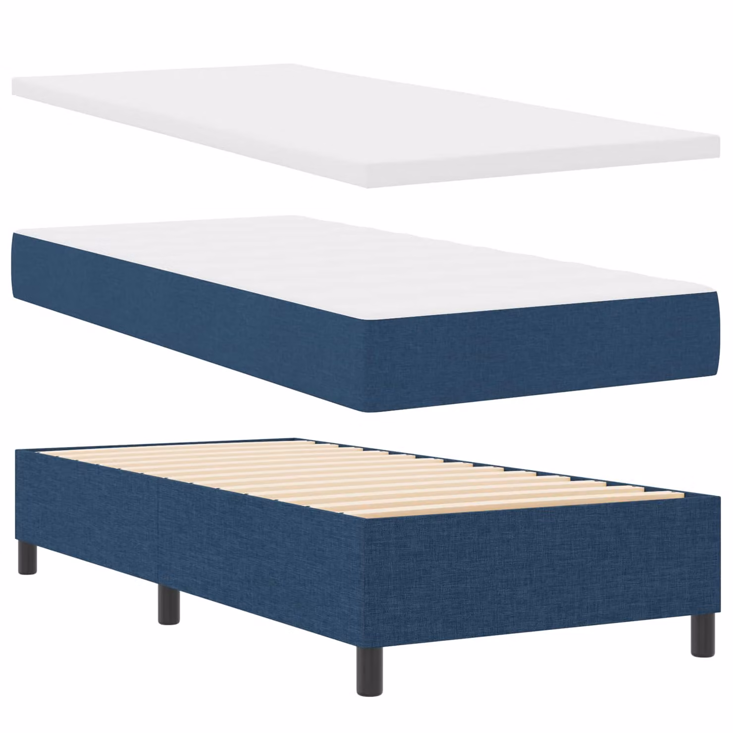 Letto a molle con materasso vidaXL in tessuto blu con illuminazione LED sotto il letto L/P: 90 x 190 cm
