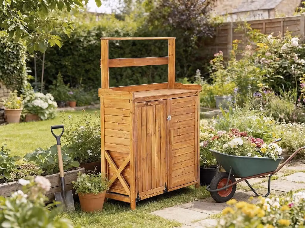Armadio da giardino in legno trattato Habitat Marrone con design rustico e finitura opaca – 2